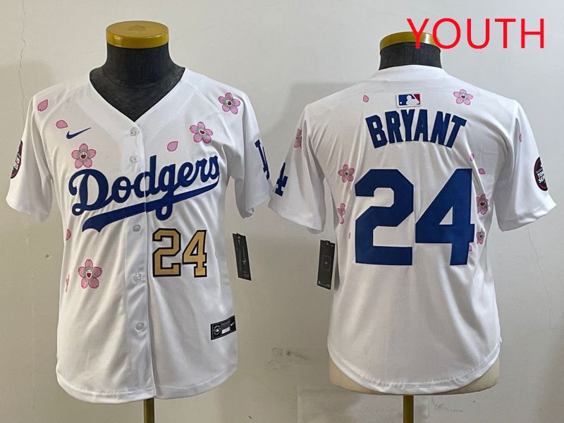 Youth Los Angeles Dodgers #24 Bryant White Sakura Edition 2025 Nike MLB Jersey style 7->women mlb jersey->Women Jersey